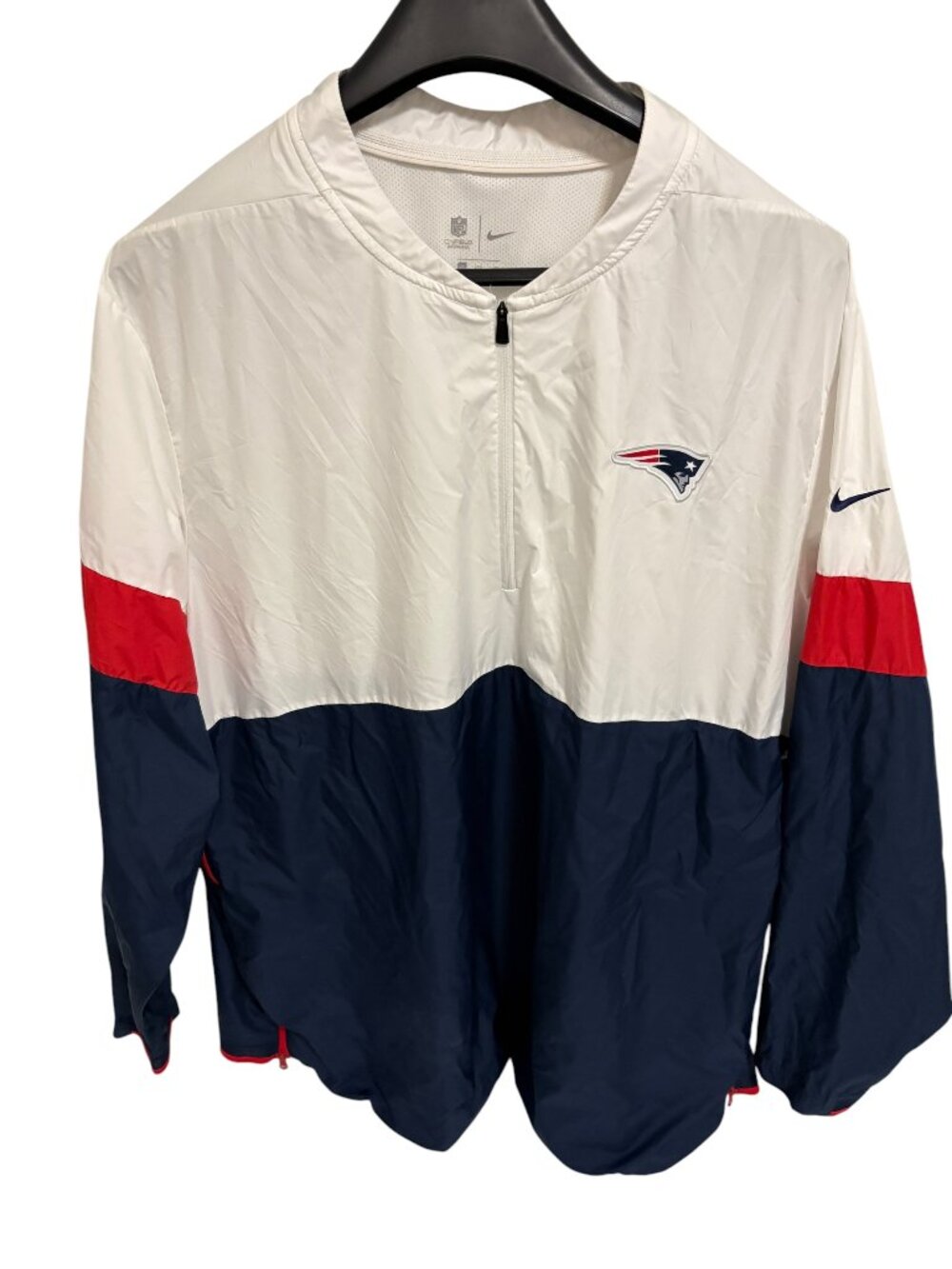 New England Patriots Nike On Field Apparel 1/4 Zip Windbreaker Mens Size 4XL
